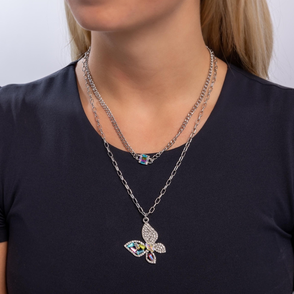 Elegant Silver Butterfly Pendant Necklace